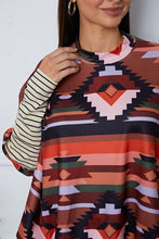 Load image into Gallery viewer, Geometric Striped Splicing Round Neck Blouse