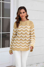 Load image into Gallery viewer, Wave Pattern Round Neck Long Sleeve Sweater