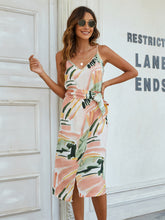 Load image into Gallery viewer, Printed Tie-Waist Spaghetti Strap Dress