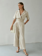 Load image into Gallery viewer, Belted Detail Cropped Blazer and Pants Set