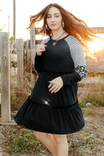 Load image into Gallery viewer, Mixed Print Frill Trim Long Sleeve Dress