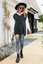 Load image into Gallery viewer, V-Neck Side Slit Sweater Vest