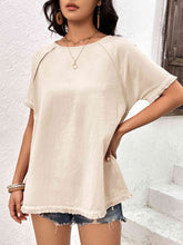 Load image into Gallery viewer, Round Neck Raglan Sleeve Fringe Detail Top