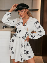 Load image into Gallery viewer, Letter Print Johnny Collar A-Line Dress