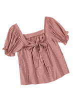 Load image into Gallery viewer, Polka Dot Tie-Back Puff Sleeve Blouse