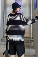 Load image into Gallery viewer, Two-Tone Striped Tunic Knit Top