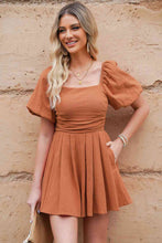 Load image into Gallery viewer, Square Neck Pleated Romper with Pockets