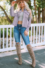 Load image into Gallery viewer, Frayed Trim Snap Down Denim Jacket