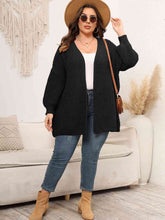 Load image into Gallery viewer, Plus Size Open Front Dropped Shoulder Knit Cardigan
