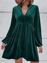 Load image into Gallery viewer, Tied Neck Balloon Sleeve Mini Dress