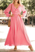 Load image into Gallery viewer, Ruffled V-Neck Empire Waist Maxi Dress