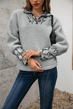 Load image into Gallery viewer, Snakeskin Print Sherpa Quarter-Zip Sweatshirt