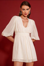 Load image into Gallery viewer, Glitter Puff Sleeve V-Neck Dress