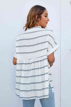 Load image into Gallery viewer, Notched Neck Slit Cuffed Blouse