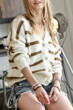 Load image into Gallery viewer, Striped V-Neck Button Down Cardigan
