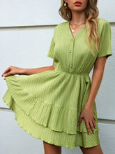 Load image into Gallery viewer, Button Down Layered Mini Dress