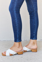 Load image into Gallery viewer, Weeboo Step Into Summer Criss Cross Wooden Clog Mule in White
