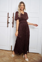 Load image into Gallery viewer, V-Neck High Slit Glitter Maxi Dress