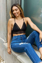 Load image into Gallery viewer, Leto Ribbed Lace Boho Racerback Bralette in Black