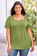 Load image into Gallery viewer, Plus Size Square Neck Puff Sleeve Tee