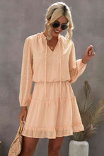Load image into Gallery viewer, Swiss Dot Tie Neck Frill Trim Dress