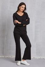 Load image into Gallery viewer, V-Neck Dropped Shoulder Top and Flare Pants Set