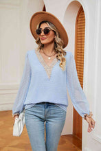 Load image into Gallery viewer, Swiss Dot Contrast V-Neck Blouse