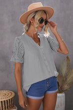Load image into Gallery viewer, Eyelet Short Sleeve Pleated Blouse