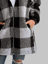Load image into Gallery viewer, Plaid Zip-Up Hooded Jacket with Pockets