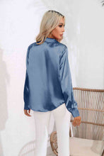 Load image into Gallery viewer, Lapel Collar Button Up Long Sleeve Shirt