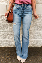 Load image into Gallery viewer, High-Rise Waist Distressed Flare Jeans