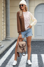 Load image into Gallery viewer, Leopard Round Neck Long Sleeve Blouse