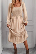 Load image into Gallery viewer, Swiss Dot Smocked Ruffle Hem Flounce Sleeve Dress