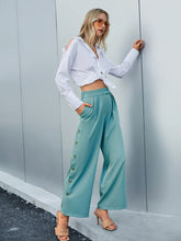 Load image into Gallery viewer, Side Button Wide Leg Pants with Pockets