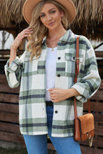Load image into Gallery viewer, Plaid Dropped Shoulder Pocket Shacket