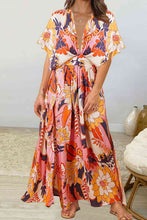 Load image into Gallery viewer, Floral Deep V Dolman Sleeve Split Maxi Dress