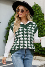 Load image into Gallery viewer, Houndstooth V-Neck Capped Sleeve Knit Vest