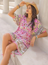 Load image into Gallery viewer, Printed V-Neck Balloon Sleeve Midi Dress