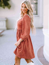 Load image into Gallery viewer, Square Neck Three-Quarter Sleeve Mini Dress