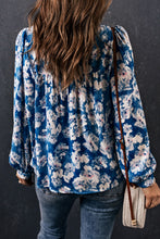 Load image into Gallery viewer, Floral Balloon Sleeve Round Neck Blouse
