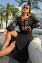 Load image into Gallery viewer, Bohemian Graphic Front Split Dress