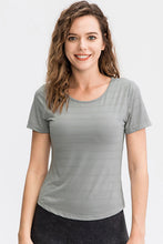 Load image into Gallery viewer, Breathable Cutout Curved Hem Tee Shirt