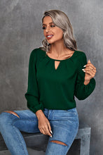 Load image into Gallery viewer, Pleated Detail Cutout Puff Sleeve Blouse