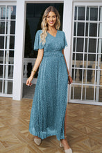 Load image into Gallery viewer, V-Neck High Slit Glitter Maxi Dress