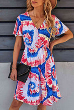 Load image into Gallery viewer, Printed Surplice Neck Knee Length Flutter Sleeve Dress