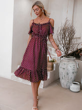 Load image into Gallery viewer, Polka Dot Tie-Waist Ruffle Hem Dress
