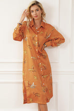 Load image into Gallery viewer, Animal Pattern Long Sleeve Slit Shirt Dress