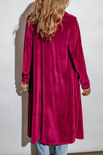 Load image into Gallery viewer, Collared Neck Longline Velvet Cardigan with Pockets