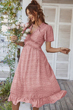Load image into Gallery viewer, Leopard Frill Trim Flutter Sleeve Dress