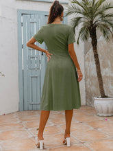 Load image into Gallery viewer, Decorative Button Tie Front Midi Dress